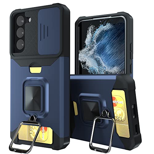 abitku Kompatibel mit Galaxy S22 Plus 5G Hülle, mit 360°-Ringständer (unterstützt Auto-Magnetständer) Brieftaschen-Kartenhalter für Samsung Galaxy S22 Plus 6,6 Zoll (Blau) von abitku