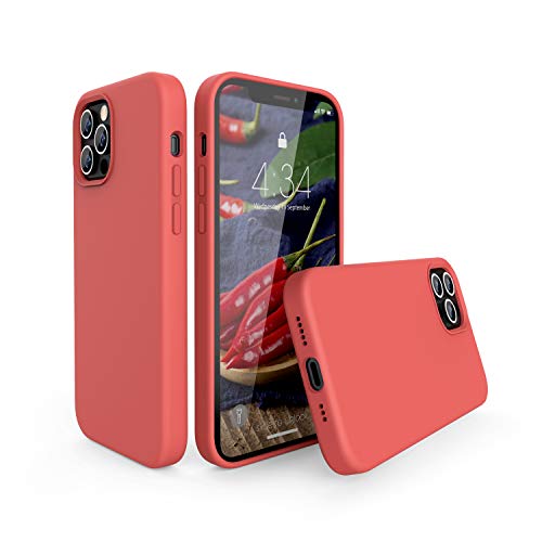abitku Liquid Silicone Case kompatibel mit iPhone 12 | 12 Pro 6,1 Case, Hülle Ultra Dünne Voller Schutz Flüssig Silikon Handyhülle Kompatibel mit iPhone 12 Pro/iPhone 12 6,1 Zoll (2020), Koralle von abitku