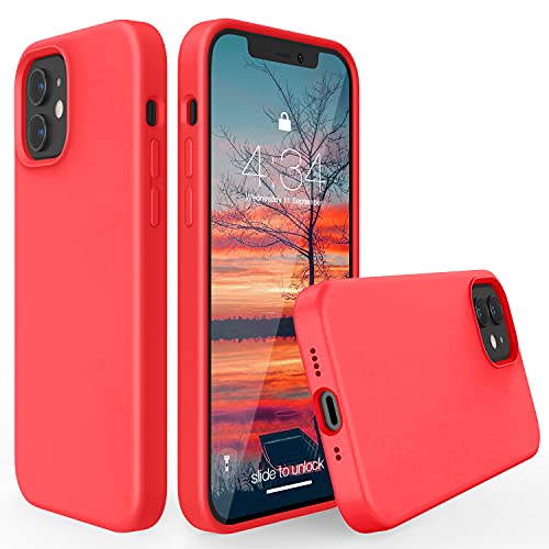 abitku Liquid Silikon Handyhülle Kompatibel mit iPhone 12 Mini 5,4 Zoll (2020), iPhone 12 Mini Silikon Protective Case Cover Schutzhülle Schutzschale, Erhöhte Kante für Bildschirm, Koralle von abitku