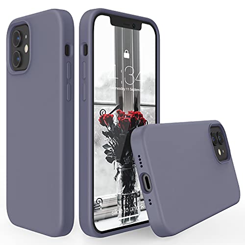 abitku Liquid Silikon Handyhülle Kompatibel mit iPhone 12 Mini 5,4 Zoll (2020), iPhone 12 Mini Silikon Protective Case Cover Schutzhülle Schutzschale, Erhöhte Kante für Bildschirm, Lavendel Grau von abitku