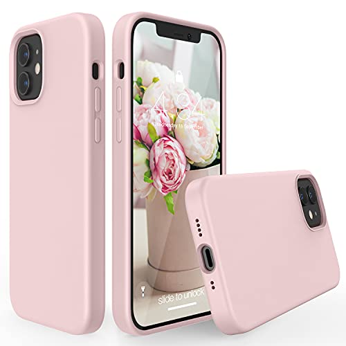 abitku Liquid Silikon Handyhülle Kompatibel mit iPhone 12 Mini 5,4 Zoll (2020), iPhone 12 Mini Silikon Protective Case Cover Schutzhülle Schutzschale, Erhöhte Kante für Bildschirm, Sandrosa von abitku