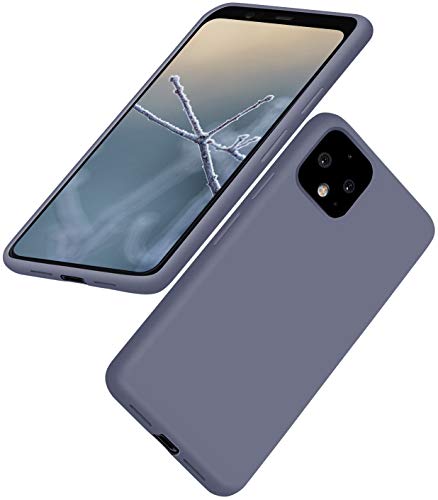 abitku Schutzhülle für Google Pixel 4, Silikon, dünne Gel-Gummi-Schutzhülle, weiches Mikrofaser-Futter, Kissen, kompatibel mit Google Pixel 4 5,5 Zoll (2019) (Lavendelgrau) von abitku