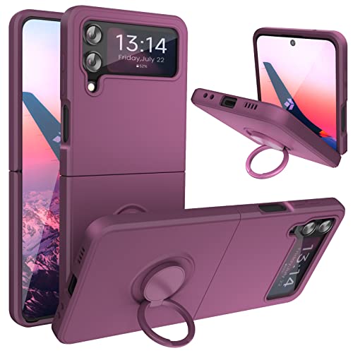 abitku für Samsung Galaxy Z Flip 4 Hülle, Samsung Galaxy Z Flip4 Handyhülle Dünne Hülle mit 360° Drehbarer Fingerring Ständer, Lilac Purple von abitku