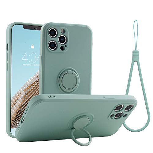 abitku kompatibel mit iPhone 12 Pro Max Handyhülle, Silikon Case 360 Grad Ring Ständer Magnetischen Autohalterungen mit Handschlaufe handyhülle schutzhülle Cover (Minze) von abitku