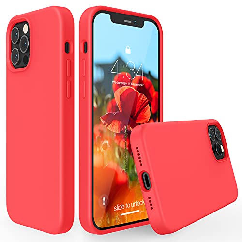 abitu Liquid Silikon Handyhülle Kompatibel mit iPhone 12 Pro Max 6,7 Zoll (2020), iPhone 12 Pro Max Silikon Protective Case Cover Schutzhülle Schutzschale, Erhöhte Kante für Bildschirm, Koralle von abitku