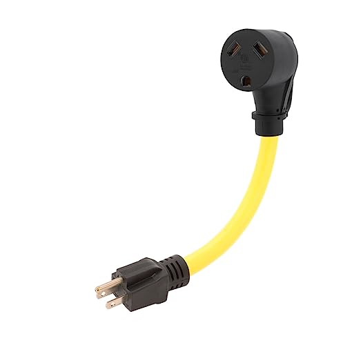 Nema 5–15P auf TT-30R Netzadapterkabel, 15 A Haushaltsstecker auf 30 A Anhänger-Buchse, abgewinkelter Adapter, STW 10 AWG, Länge = 30 cm von acbroad