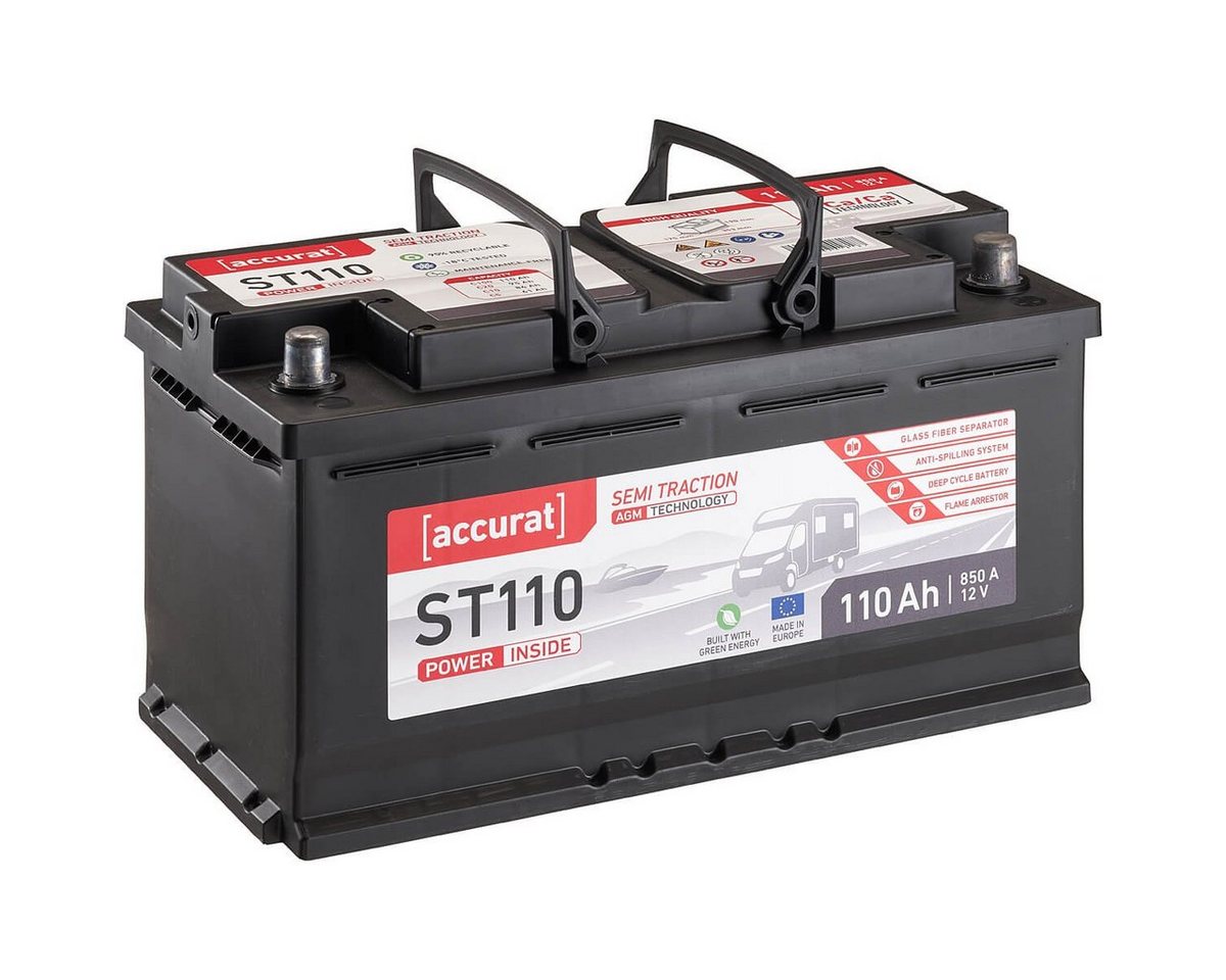 accurat 12V 110Ah AGM Versorgungsbatterie für Wohnmobil und Versorger Batterie, (12 V V) von accurat