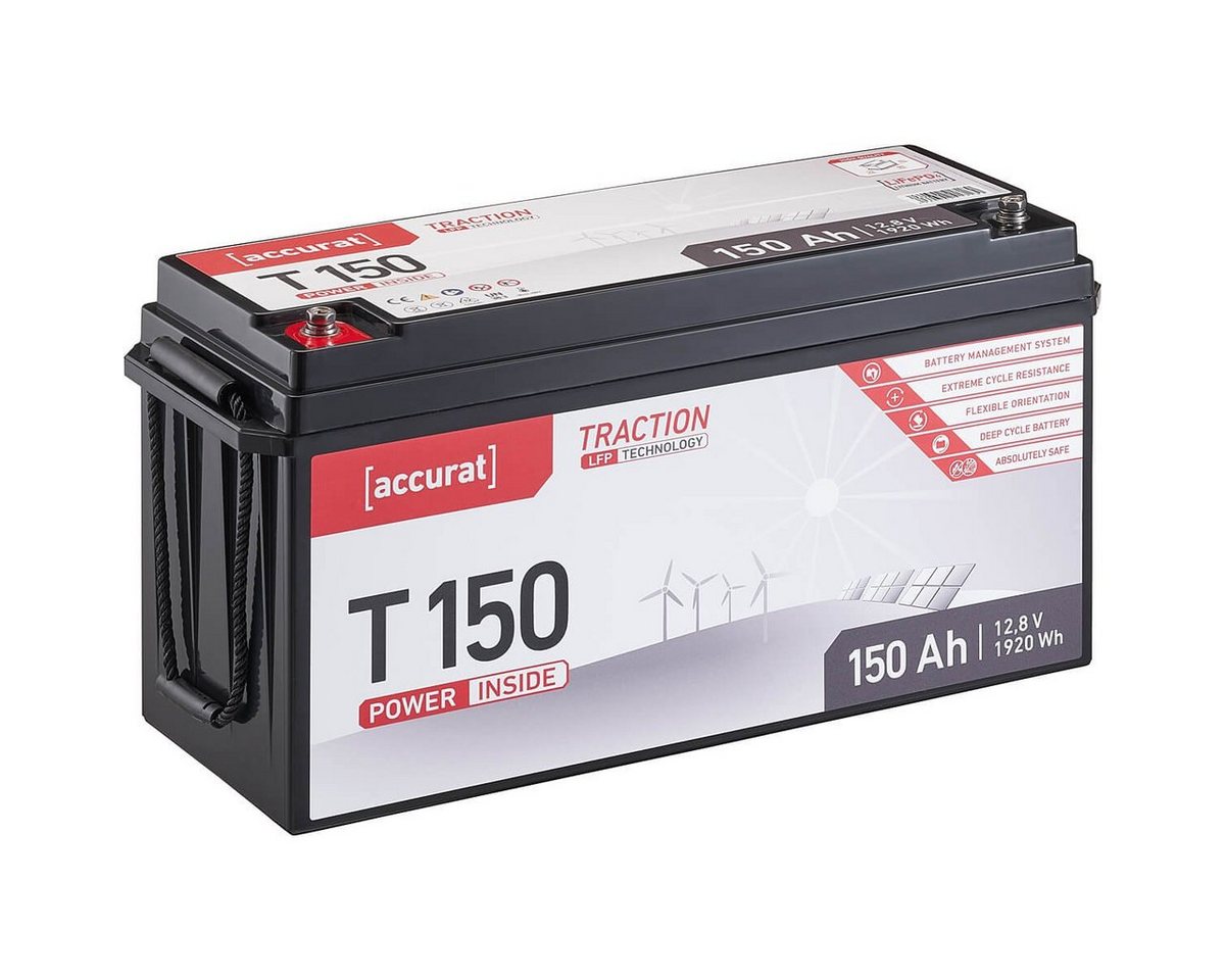 accurat 12V 150Ah LiFePO4 Lithium Batterie 1920Wh BMS Akku Batterie, (12 V V) von accurat