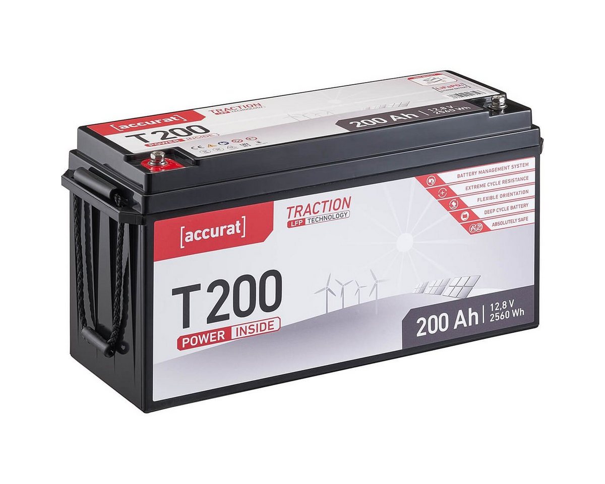 accurat 12V 200Ah LiFePO4 Lithium Batterie für Solaranlagen Batterie, (12 V V) von accurat