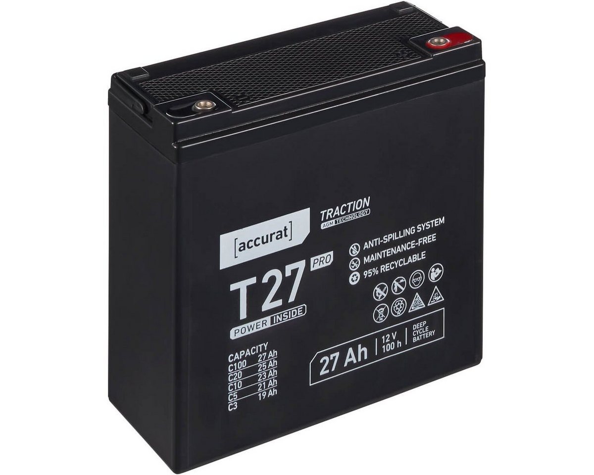 accurat 12V 27Ah AGM VRLA Batterie für Notstrom, USV, Elektromobil Batterie, (12 V V) von accurat