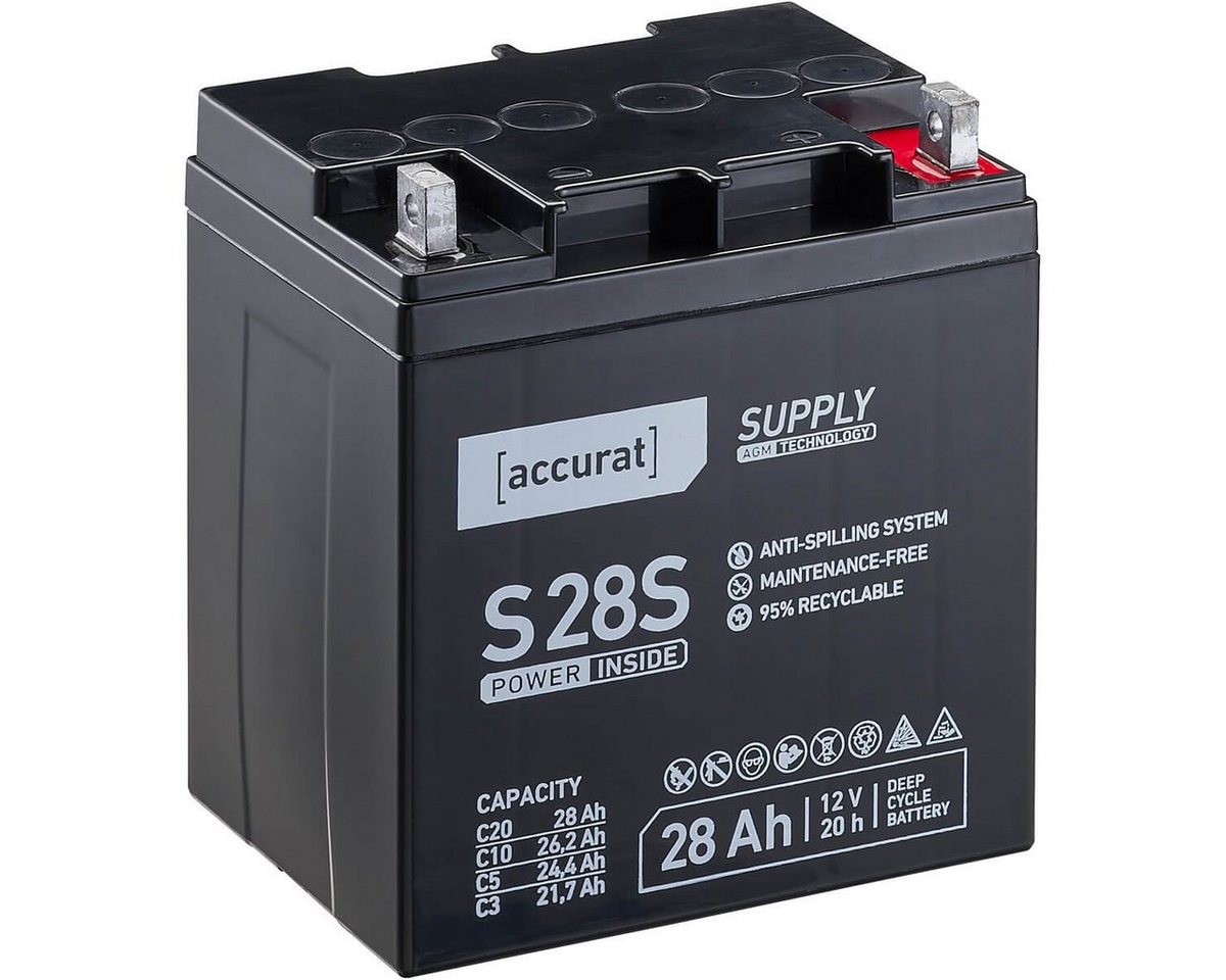 accurat 12V 28Ah AGM Batterie für USV Notstrom Solar VRLA Batterie, (12 V V) von accurat
