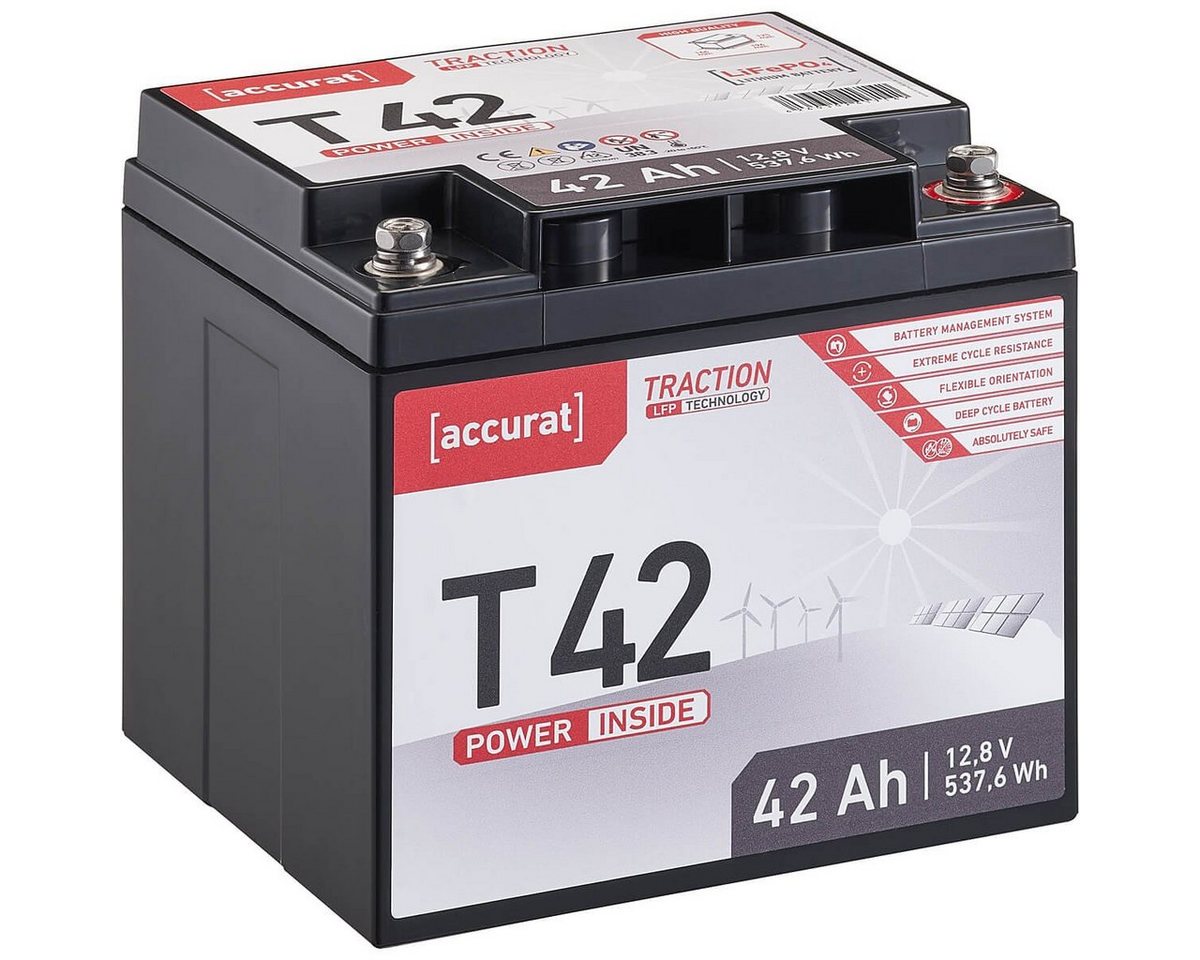 accurat 12V 42Ah LiFePO4 Lithium Batterie 537 Wh BMS Akku Batterie, (12 V V) von accurat