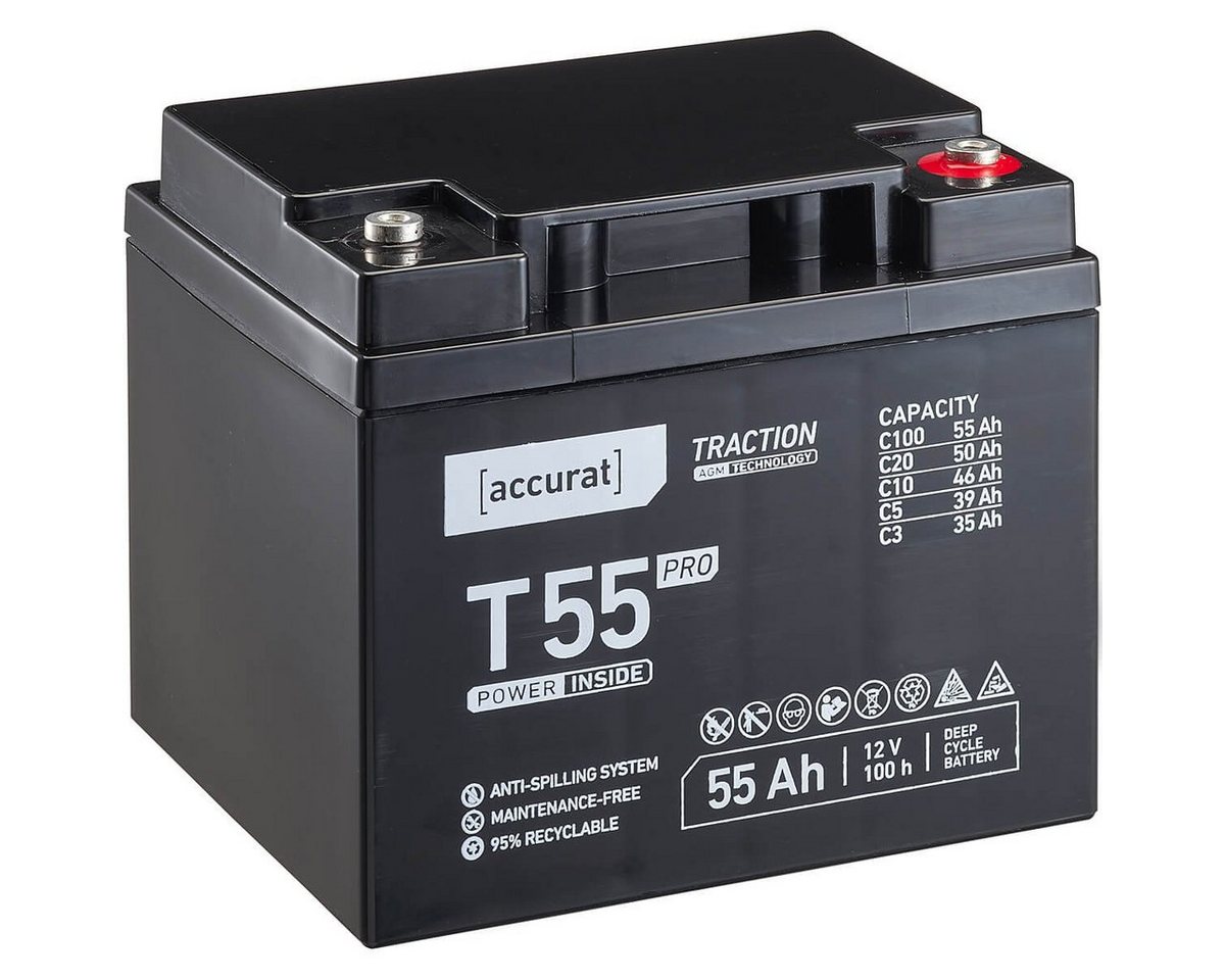 accurat 12V 55Ah AGM VRLA Batterie für Notstrom, USV, Elektromobil Batterie, (12 V V) von accurat