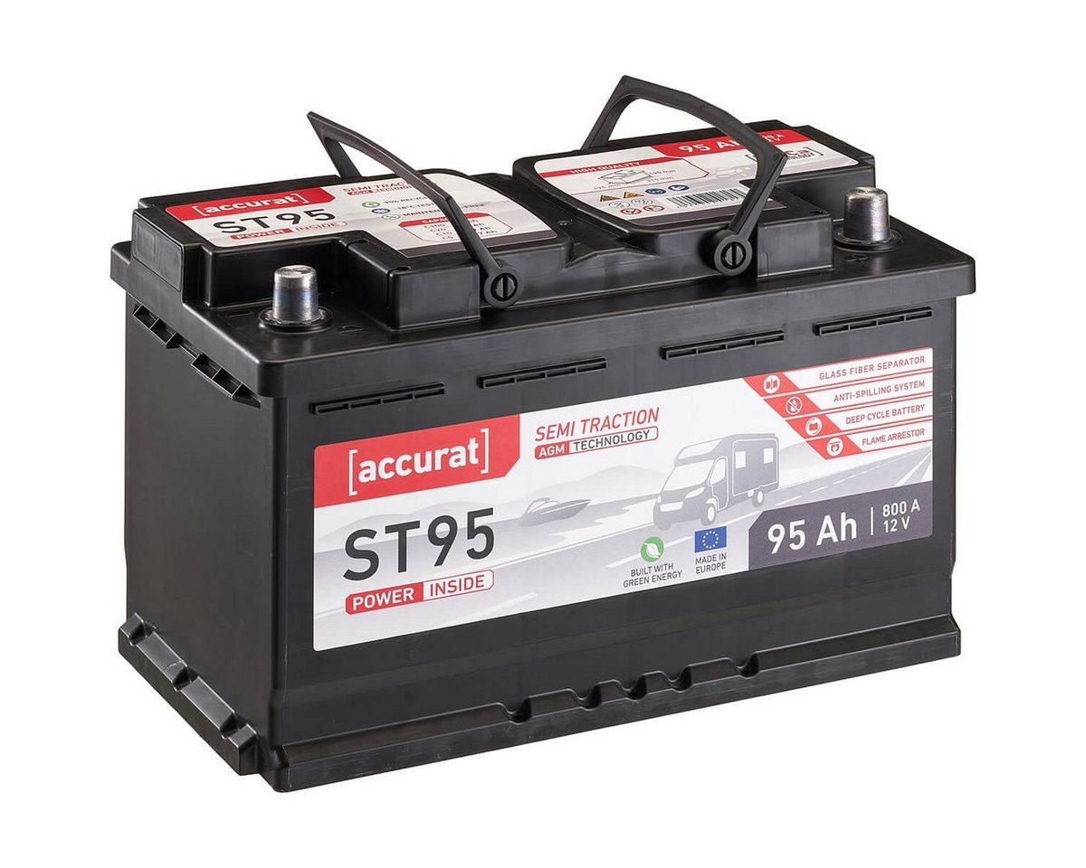 accurat 12V 95Ah AGM Versorgungsbatterie für Wohnmobil und Versorger Batterie, (12 V V) von accurat