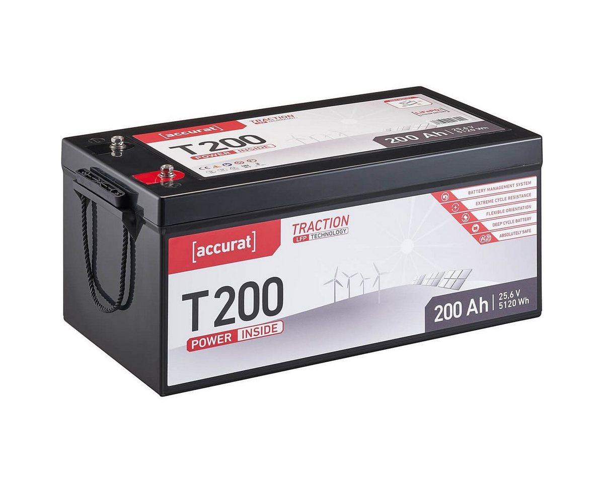 accurat 24V 200Ah LiFePO4 Lithium Batterie 5120Wh BMS Akku Batterie, (24 V V) von accurat