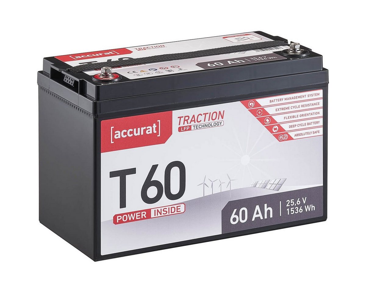 accurat 24V 60Ah LiFePO4 Lithium Batterie 1536Wh BMS Akku Batterie, (24 V V) von accurat