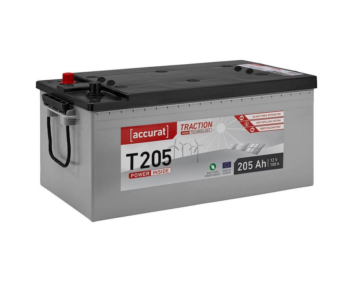 accurat AGM Batterie 12V 205Ah Wohnmobil Wohnwagen Camper Camping Batterie, (12 V V) von accurat