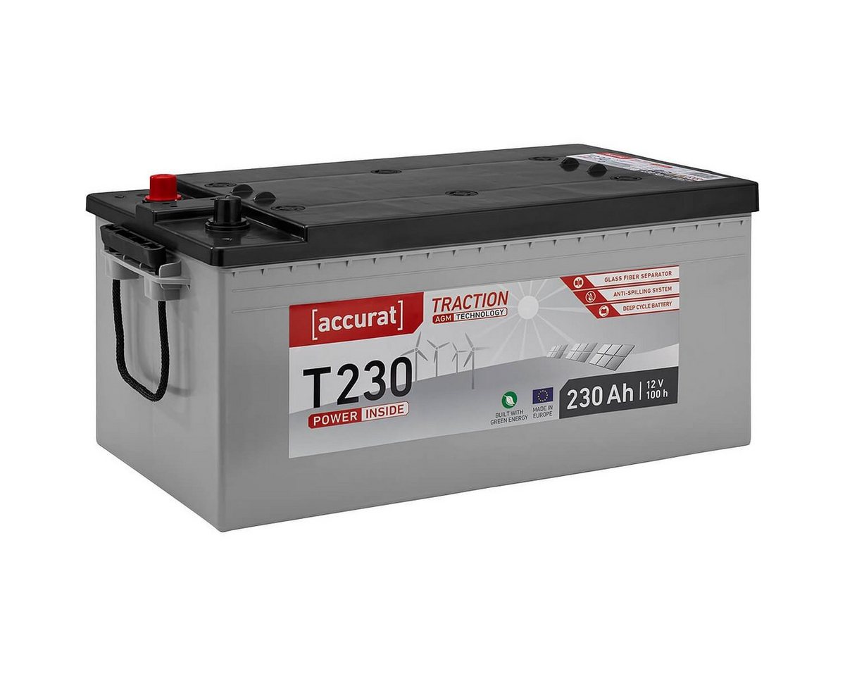 accurat AGM Batterie 12V 230Ah für Wohnmobil Wohnwagen, Camper, Camping, Solar Batterie, (12 V V) von accurat