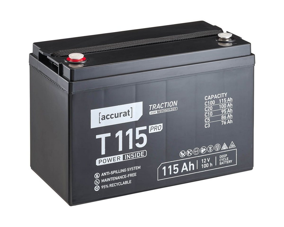 accurat AGM Solarbatterie 12V 115Ah für Wohnmobil Solaranlage Batterie, (12 V V) von accurat