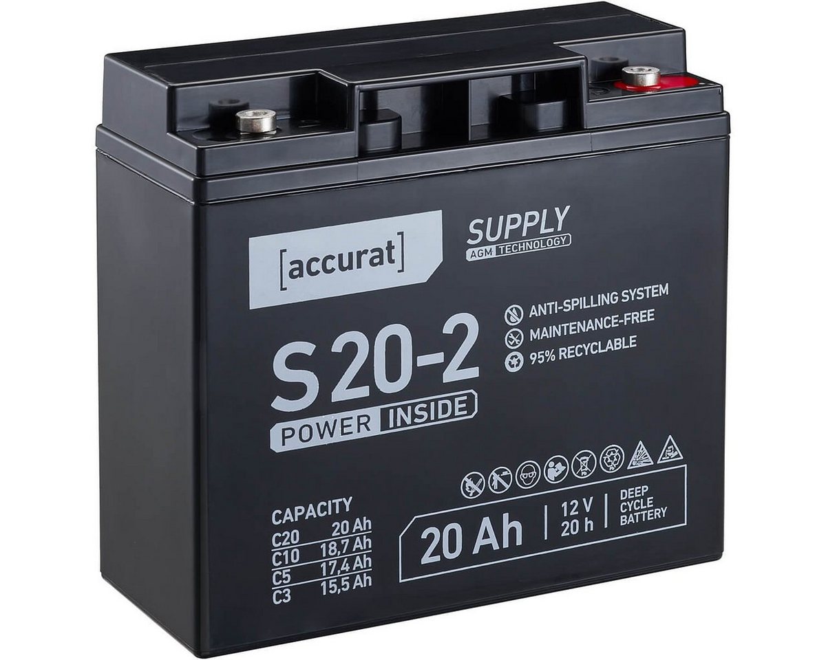 accurat Accurat Supply S20-2 12V AGM Bleiakku F3 20Ah Batterie, (12 V V) von accurat