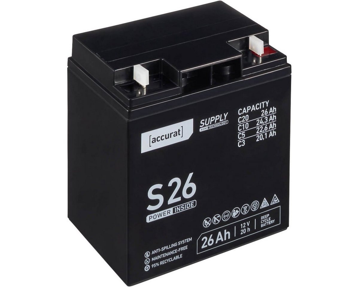 accurat Accurat Supply S26 12V AGM Bleiakku 26Ah Batterie, (12 V V) von accurat