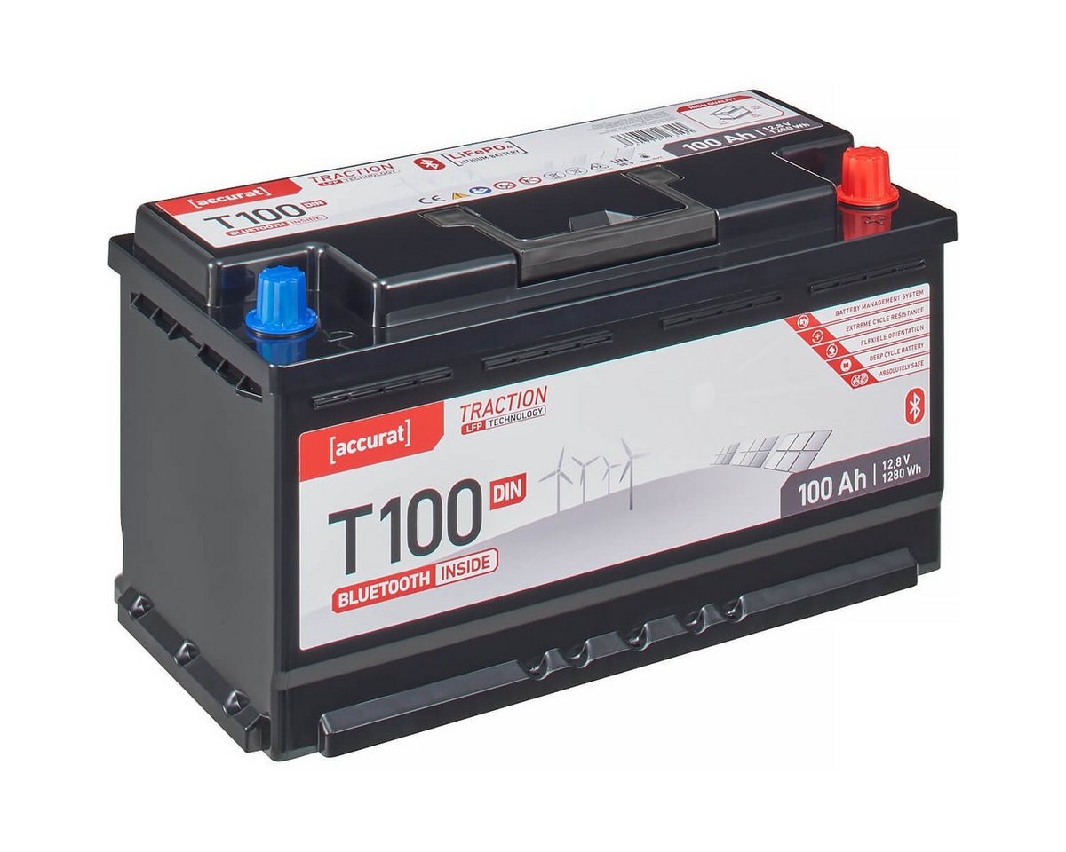 accurat Accurat Traction T100 LFP DIN BT 12V LiFePO4 Lithium 100Ah Batterie, (12 V V) von accurat