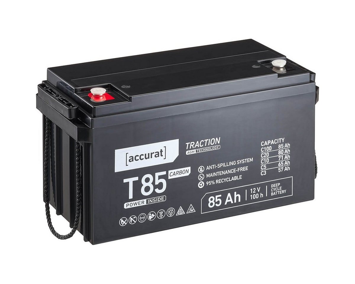 accurat Carbon Batterie 85Ah 12V AGM Blei Kohlenstoff Akku Batterie, (12 V V) von accurat