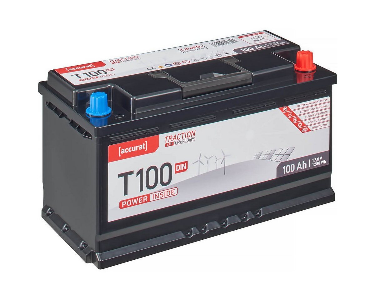 accurat LiFePO4 Batterie 100Ah 12V Lithium Akku für Solar Wohnmobil Wohnwagen Batterie, (12 V V) von accurat