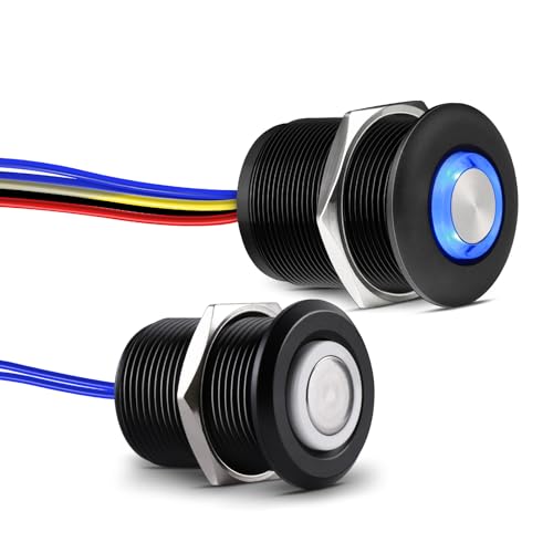 acegoo 12V Dimmer 3 Wege Dimmschalter Kit, 12V LED PWM Dimmer Vollaluminium 6A Druckschalter für Boot Wohnmobil Wohnwagen Camper Auto, für Dimmbare LED Licht, Einzelfarbe LED Streifen, Schwarz von acegoo