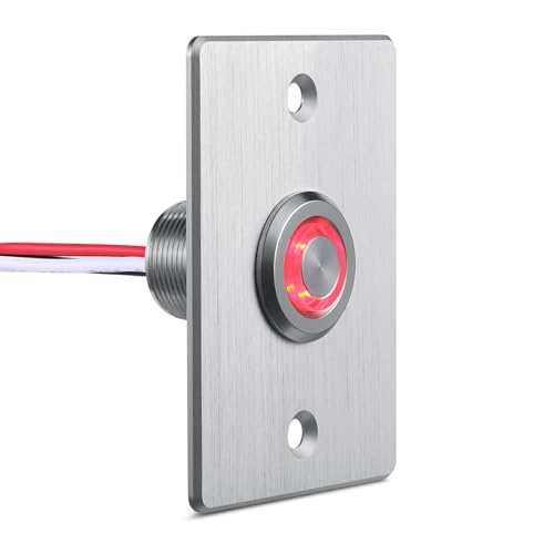 acegoo 12V Dimmer Licht Dimmschalter, Druckschalter mit rotem Ringlicht für Wohnmobil, Camper, Wohnwagen, Boot, LKW, Auto, Beleuchtung und LED-Streifen, DC12-24V 6A Vollaluminium(Silber) von acegoo