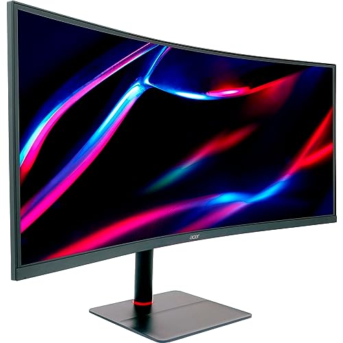 Acer Nitro XV345CURV Gaming Monitor 34 Zoll (86 cm Bildschirm) QHD, 165Hz DP/Type-C, 100Hz HDMI, 1ms (GTG), HDMI 2.0, DP 1.4, Curved, höhenverstellbar, FreeSync Premium, Schwarz von acer