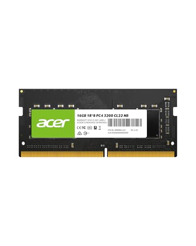 Acer SD100 16GB DDR4 SODIMM 3200MHz CL22-260-Pin Computer RAM - Low Voltage Speichermodul - PC Arbeitsspeicher für Laptop & Notebook Upgrade (Single) von acer