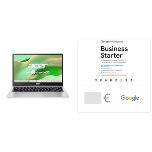 acer Chromebook 315 (CB315-4H-C6V3) Laptop | 15,6" FHD Display | Intel Celeron N4500 | 8 GB RAM | 128 GB eMMC | Silber + Google Workspace Business Starter - Digitaler Gutschein für Deutschland von acer