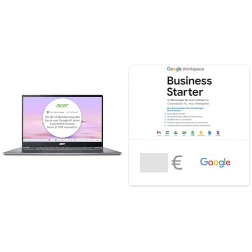 acer Chromebook Plus 515 (CB515-2H-30CZ) Laptop | 15,6" FHD Display | 8 GB RAM | 128 GB SSD | AI-Features | grau + Google Workspace Business Starter - Digitaler Gutschein für Deutschland von acer
