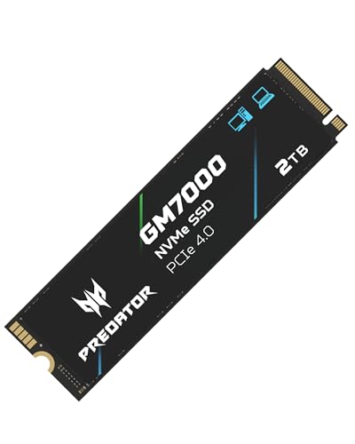 acer Predator GM7000 Interne Gaming SSD 2TB - bis zu 7400 MB/s Lesen - M.2 2280 NVMe PCIe Gen4 mit DRAM Cache, Internes Solid State Laufwerk für Laptop & Desktop PC - PS5 Kompatibel von acer