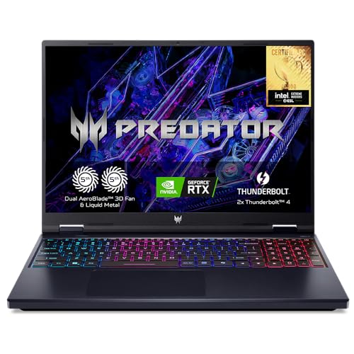 acer Predator Helios Neo 16 PHN16-72-97H8 Gaming-Laptop, 40 cm (16 Zoll), WQXGA 240 Hz, Intel Core i9-14900HX, 32 GB RAM, 1 TB SSD, NVIDIA GeForce RTX 4070, ohne Betriebssystem, Schwarz, spanische von acer