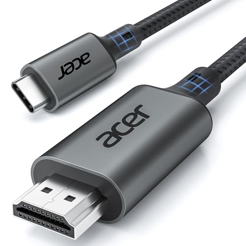 acer USB C auf HDMI Kabel 4K@60Hz, Thunderbolt 3/4 kompatibel, Aluminium+Nylon, Typ-C zu HDMI für iPhone 15/16 Pro Max, MacBook iPad Pro/Air, iMac, Surface Book 2, Samsung S24, Pixelbook usw. -2m acer USB C auf HDMI Kabel 4K@60Hz, Thunderbolt 3/4 kompatibel, Aluminium+Nylon, Typ-C zu HDMI für iPhone 15/16 Pro Max, MacBook iPad Pro/Air, iMac, Surface Book 2, Samsung S24, Pixelbook usw. -2m von acer