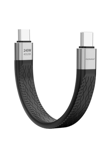 aceyoon 240W USB C auf USB C Kabel Kurz, 40Gbps USB4.0 PD3.1 Schnellladekabel USB C mit E-marker Chip unterstützt 8K@60Hz Video Display Flachdaten für Thunderbolt 4/3, für Handy Tablet Laptop (14cm) aceyoon 240W USB C auf USB C Kabel Kurz, 40Gbps USB4.0 PD3.1 Schnellladekabel USB C mit E-marker Chip unterstützt 8K@60Hz Video Display Flachdaten für Thunderbolt 4/3, für Handy Tablet Laptop (14cm) von aceyoon