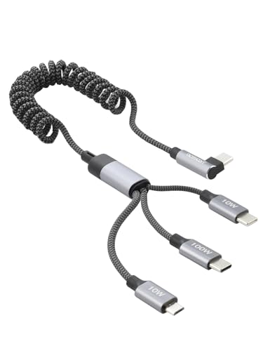 aceyoon 3in1 USB C auf USB C kabel WInkel Geflochtenes Datenkabel Ellenbogen Typ-C auf Typ-C+Typ-C+Micro USB von aceyoon