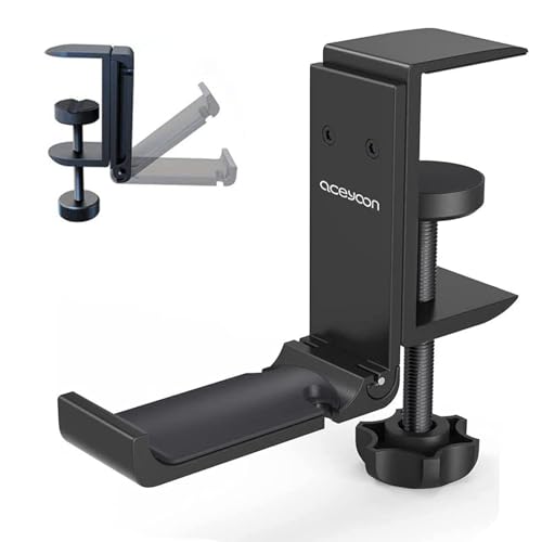 aceyoon Headset Halterung, Faltbar Kopfhörer Ständer aus Aluminium Universal Kopfhörer Halter mit Kabel-Organizer Headphone Stand für alle Gaming Headset und Bluetooth-Kopfhörer (Schwarz) von aceyoon