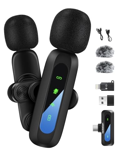aceyoon Lavalier Mikrofon, 3 in 1 Ansteckmikrofon Kabellos für iPhone Android iPad Kamera Laptop Plug und Play Wireless Mikrofon Rauschunterdrückung Stummschaltung für Live Videoaufzeichnung Vlog von aceyoon