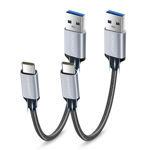 aceyoon USB C Kabel, 2 Stück 20cm USB C Kabel Kurz USB3.0/3A USB C Schnellladekabel mit Nylon Geflochten für Samsung Galaxy S22/S21/S20/S10/S9, für Huawei P40/P30, für Google Pixel usw von aceyoon