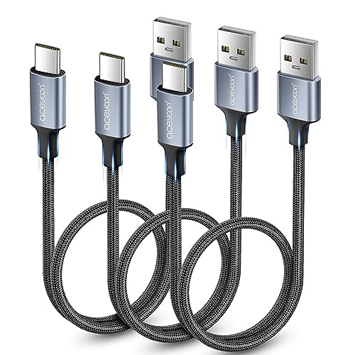 aceyoon USB C Kabel, [3 Stück 50cm] 3A USB A auf USB C Kabel Nylon USB C Schnellladekabel für iPhone 15 Series, für Galaxy S23/S22/S21, für Huawei P40 P30 P20, für HTC und mehr von aceyoon