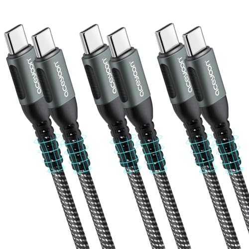 aceyoon 100W USB C auf USB C Kabel, [3 Stück 0.5M+1M+2M] 5A PD Schnellladekabel USB C Kabel mit E-marker Chip unterstützt QC3.0 für iPhone 15 Series, für MacBook, für Galaxy, für Huawei von aceyoon