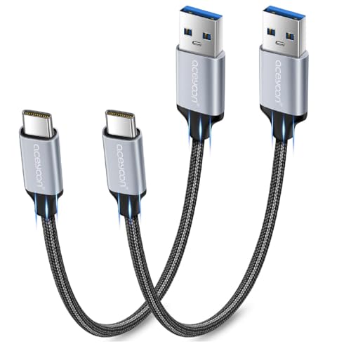 aceyoon USB C Kabel Kurz, 2 Stück 30cm 3A Ladekabel USB C mit Nylon Geflochten USB A auf Typ C Schnellladekabel für iPhone 15 Series, für Galaxy S22/S21/S20/S10/S9, für Huawei, Tablets usw. von aceyoon