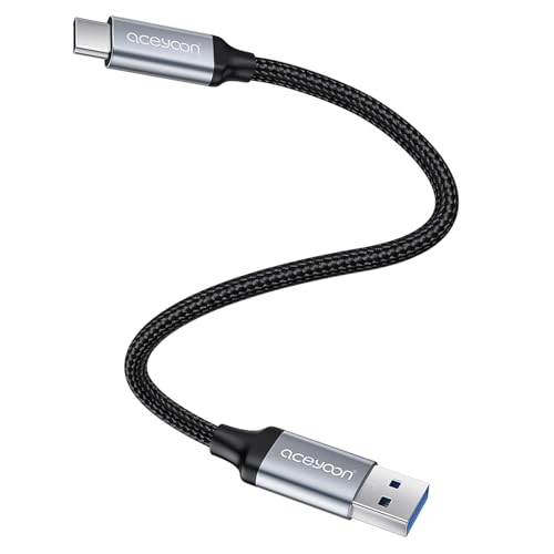 aceyoon USB C Kabel Kurz 20cm, 3A Schnellladekabel USB C Nylon Geflochtenes USB A auf Typ C Datenkabel für iPhone 16 15, für Galaxy S24+/S24/S23, für Google, für Huawei, für Xiaomi von aceyoon