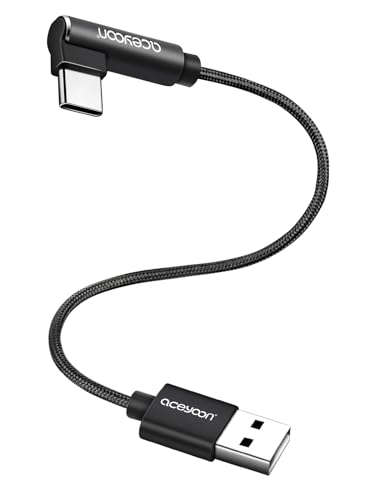 aceyoon USB C Kabel Kurz, 30cm USB C Kabel Winkel 90 Grad USB A auf USB C Ladekabel und Datenkabel Nylon Geflochtenes für Galaxy S10 S9 S8 S21 S20FE S20 Plus, für Google 4/3 XL, für Huawei P30 P20 von aceyoon