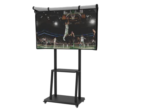 acoveritt Mobiler TV-Ständer für 140 cm (55 Zoll) Mobilfunkwagen, kratzfeste Auskleidung, schützt den LED-Bildschirm, Schwarz von acoveritt