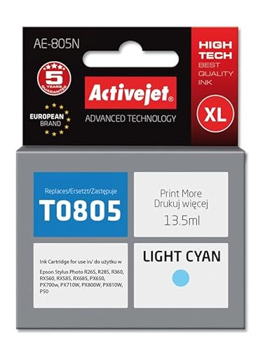 ActiveJet AE-805 Light Cyan Ink fit Epson-Drucker (ersetzt T0805) (AE-805) von activejet