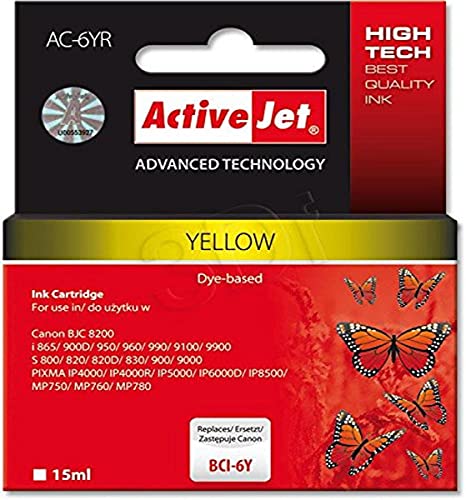 ActiveJet EXPACJACA0057 Tinte AC-6YR Refill für Canon BCI-6Y, gelb von activejet